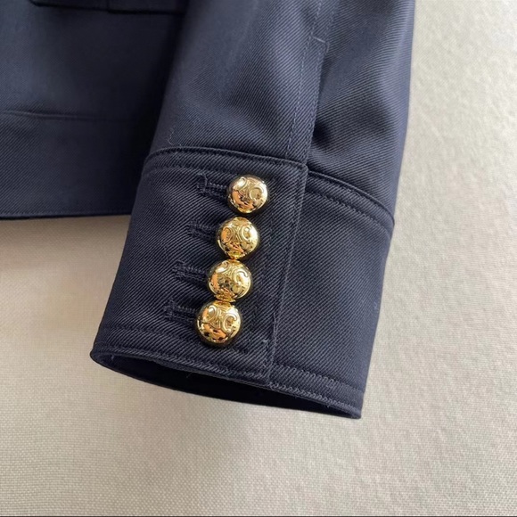 Celine navy belted military jacket - Picture 2 of 4